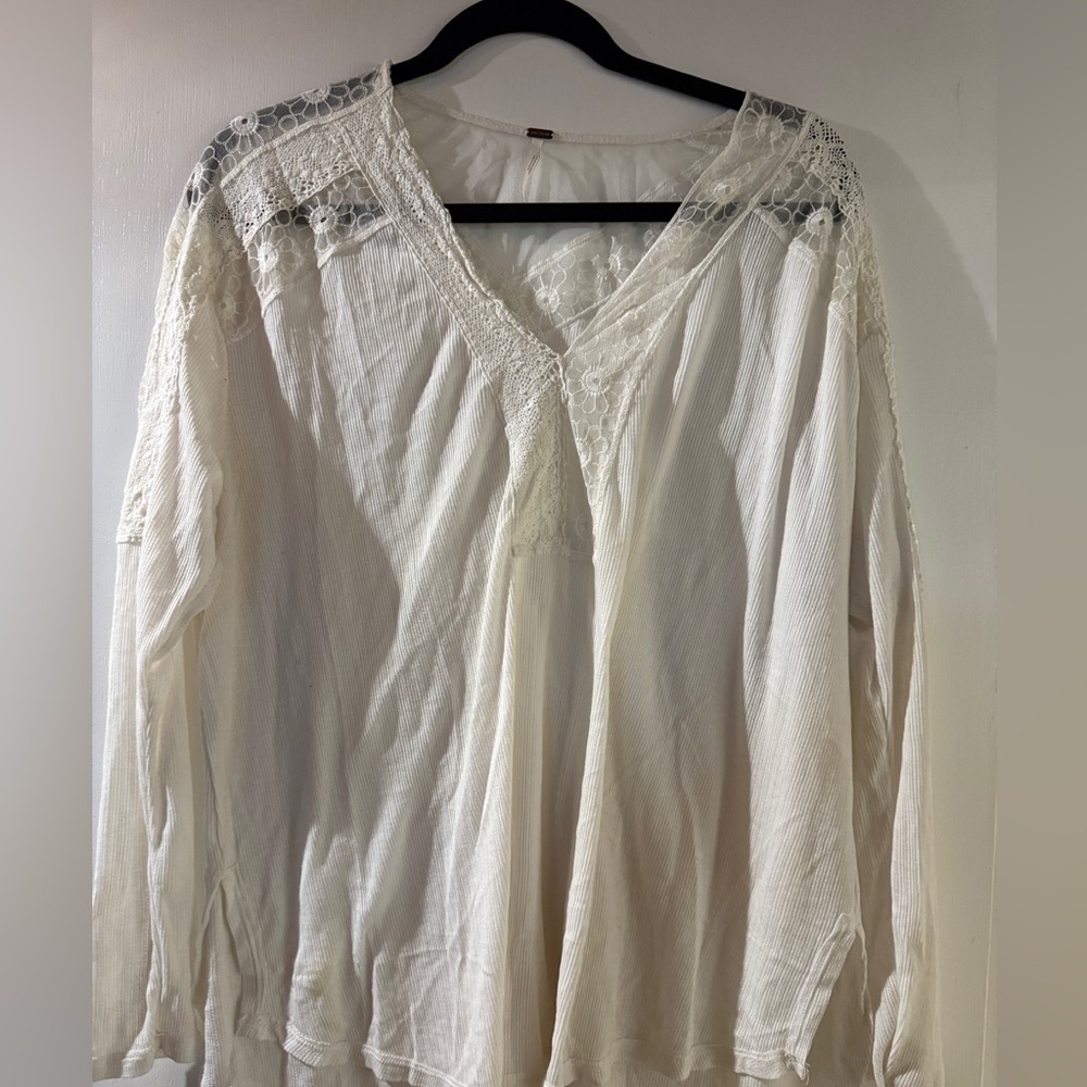 Elegant White Lace Trim Blouse